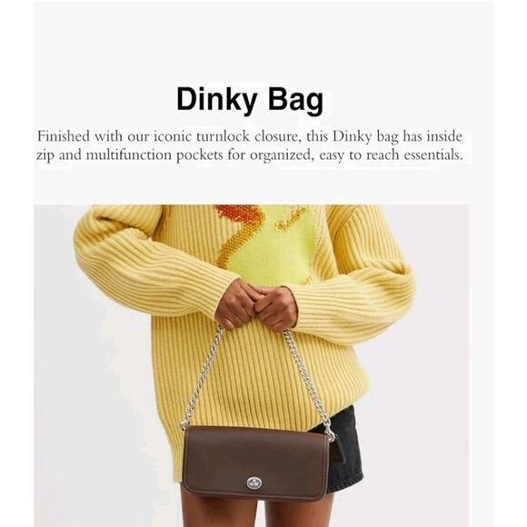 NWT Coach Dinky Shoulder Bag Leather Maple Brown/ Silver 2 Straps CW641 - Picture 2 of 5